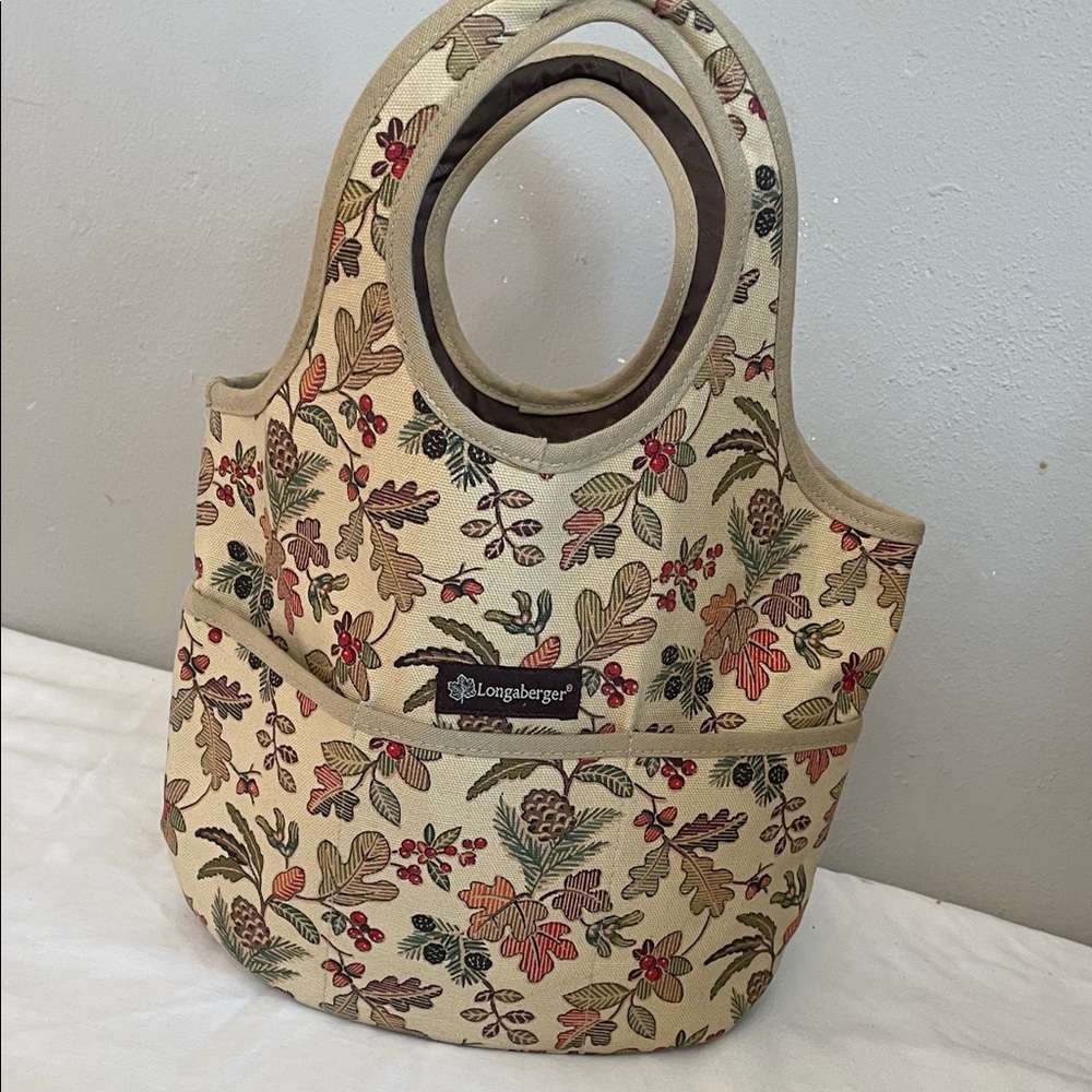 Longaberger Floral Tote - Cream and Red